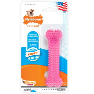 Nylabone Puppy Teething & Soothing Flexible Chew Toy Chicken Pink X-Small/Petite (1 Count)