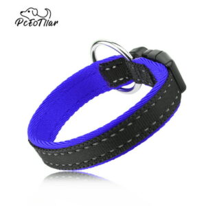 PcEoTllar Reflective Dog Collar, Soft Neoprene Padded Breathable Nylon Pet Collar Adjustable for Large Puppy Small Dogs (Blue XS)