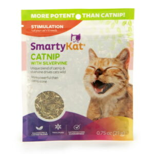 SmartyKat Catnip & Silvervine Cat Treat, Resealable Pouch, 0.75 Ounce