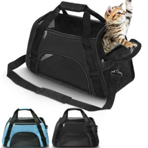 2 Sides Pet Carrier Airline Approved, Dog Carrier Bag for Small Dogs and Cats, Foldable Pet Travel Carrier with Shoulder Strap