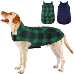 Kuoser Dog Winter Coat, Windproof Waterproof Cozy Cold Weather Dog Coat Fleece Lining Dog Apparel Dog Jacket Dog Vest for Small Medium and Large Dogs with Pocket XS-1XL