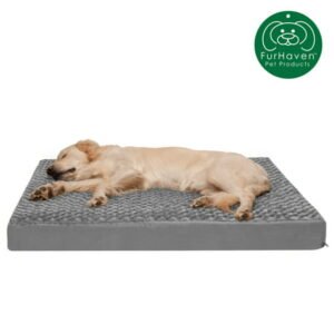 FurHaven | Deluxe Full Support Orthopedic Ultra Plush Mattress Pet Bed for Dogs & Cats, Gray, Jumbo