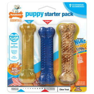 Nylabone Puppy Starter Pack Variety Flavor Small/Regular – Up to 25 lbs.