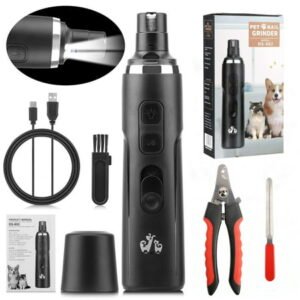 ZALALOVA Dog Nail Grinder, Dog Nail Trimmers and Clippers Kit, Super Quiet Electric Pet Nail Grinder with LED Lights for Small Large Dogs & Cats Claw Grooming