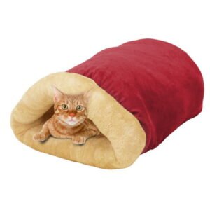GOOPAWS 4 in 1 Self Warming Burrow Covered Cat & Dog Bed, Pet Hideway Sleeping Cuddle Cave
