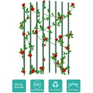 EcoStake Garden Stakes 1/4″ Dia 3 FT FRP Plant Supporting Stakes for Climbing Tomato Cucumber Strawberry Bean Tree, Pack of 12, Dark Green