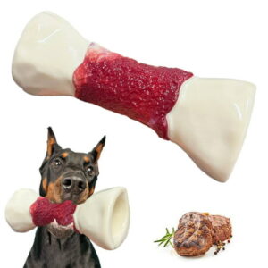 Pet Deluxe Tough Dog Chew Toys for Aggressive Chewers Large Medium Breed, Durable Beef Flavor Bone Chew Dog Toys, Natural Nylon Heavy Duty Dog Toys Extreme Indestructible Teething Toys