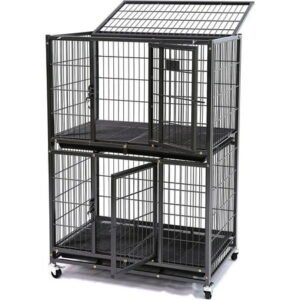 Homey Pet New 31″ Pet Cage and Durable Plastic Black Tray (Undetchable 2 Tier Cage)