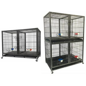 Go Pet Club NY-44 44 in. Heavy Duty Stackable Cat & Dog Crate with Divider & Water Bowls