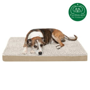 FurHaven Pet Products | Deluxe Orthopedic Ultra Plush Mattress Pet Bed for Dogs & Cats, Cream, Large