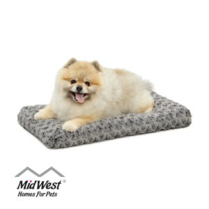 MidWest Quiet Time Dog Bed & Crate Mat, Deluxe Ombre Swirl, 22″, Gray