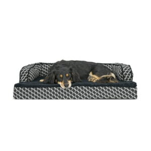 FurHaven Pet Dog Bed | Orthopedic Plush & Decor Comfy Couch Sofa-Style Pet Bed for Dogs & Cats, Diamond Gray, Medium