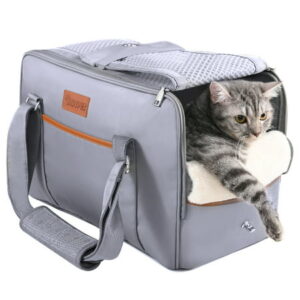 Dadypet Pet Carrier Airline Approved Soft-Sided Cat Travel Carrier with Wool Rugs Portable Dog Carrier Bag