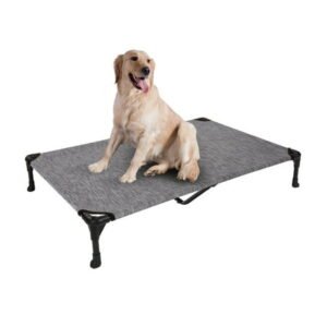 Veehoo Cooling Elevated Dog Bed, Portable Raised Pet Cot with Washable Mesh, X Large, Black Silver