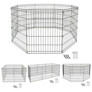 ZENSTYLE Foldable Dog Playpen Large Crate Fence 30″ 8 Panels Pet Exercise Cage