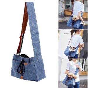 Dog Sling Carrier Reversible Pet Lightweight Denim Tote Bag Soft For Puppy Outdoor Travel