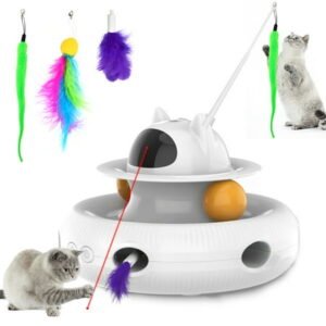 4 in 1 Indoor Interactive Cat Toys Smart Cat Feather Stick USB Rechargeable Cat Toys