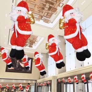 Yesbay Christmas Santa Claus Climbing Rope Market Showcase Tree Window Hanging Decor,S