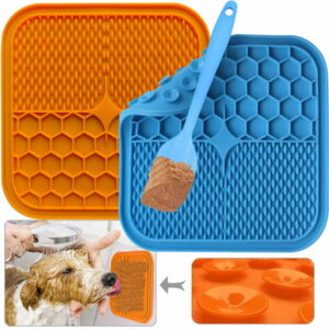 Siaomo Lick Mat for Dogs,2 PCS Slow Feeder Pad for Dog,Dog Bath Distraction Device,Dog Boredom and Anxiety Reducer,Snuffle Mat for Dogs,Dog Puzzle Toys,for Bathing,Grooming and Training etc BPA-Free