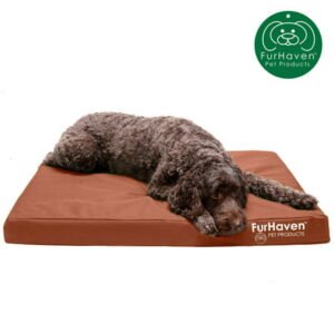 FurHaven Pet Dog Bed | Deluxe Orthopedic Oxford Indoor/Outdoor Water-Resistant Pet Bed for Dogs & Cats, Chestnut, Large