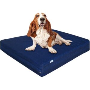 Extra Large Orthopedic Waterproof Memory Foam Dog Bed for Medium to Large Pet 40″X35″X4″, Denim Blue Washable Cover