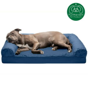 FurHaven | Orthopedic Quilted Sofa Pet Bed for Dogs & Cats, Navy, Large