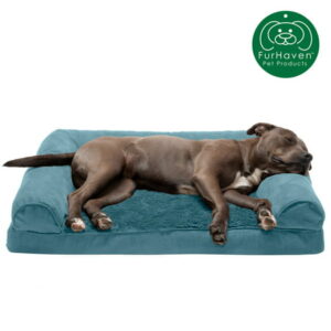 FurHaven Pet Products | Orthopedic Plush & Suede Sofa Pet Bed for Dogs & Cats, Deep Pool, Large