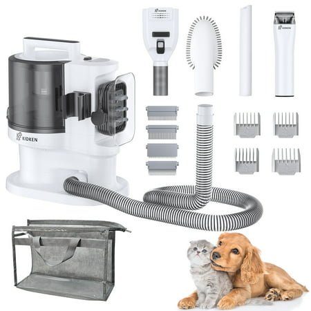 TTLIFE Pet Grooming Kit & Vacuum Suction, Low Noise Dog Clippers with 11 Proven Grooming Tools and Storage U52