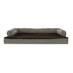 FurHaven | Cooling Gel Plush & Decor Comfy Couch Pet Bed for Dogs & Cats, Diamond Brown, Jumbo