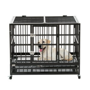 37″ Medium Heavy Duty Dog Cage Crate Kennel Metal Pet Playpen Portable w/ Tray