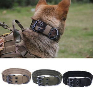 Tactical Military Adjustable Dog Training Collar Nylon Leash Metal Buckle M-XL