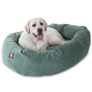 Majestic Pet | Villa Velvet Bagel Pet Bed For Dogs, Azure, Large