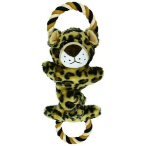 Vibrant Life Cozy Buddy with Rope Dog Toy, Pull and Crinkle, Leopard