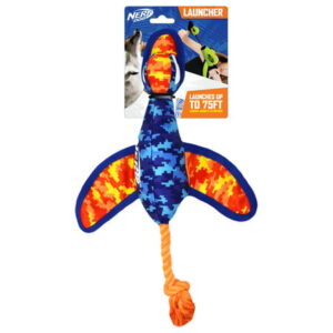 Nerf Dog Nylon Digital Camo Crinkle Wing Duck Launching Fetch Dog Toy, Orange/Blue, 16.5″