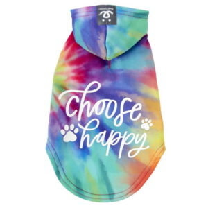 Best Friends “Choose Happy” Dog Hoodie – Tie Dye, Medium