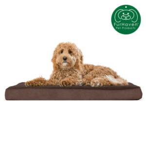 FurHaven Pet Products | Deluxe Orthopedic Terry Fleece Mattress Pet Bed for Dogs & Cats – Espresso, Large