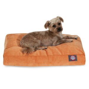 Majestic Pet | Villa Velvet Rectangle Pet Bed For Dogs, Removable Cover, Orange, Small