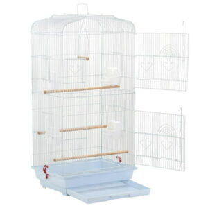 Yaheetech Large Metal Bird Cage Budgie Parrot Canary Cockatiel 18x14x36’’ White