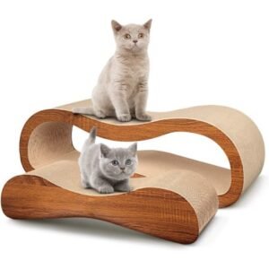 2 in 1 Cat Scratcher Cardboard Lounge Bed, Cat Scratching Board, Durable Board Pads Prevents Furniture Damage