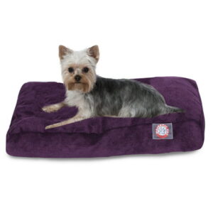 Majestic Pet | Villa Velvet Rectangle Pet Bed For Dogs, Removable Cover, Aubergine, Small