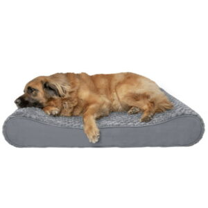 FurHaven Pet Dog Bed | Orthopedic Ultra Plush Luxe Lounger Pet Bed for Dogs & Cats, Gray, Jumbo Plus