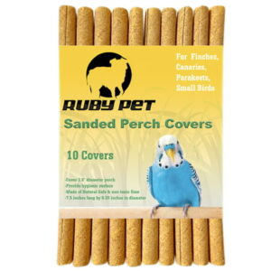 Sanded Perch Covers for Finches, Canaries, Parakeets and Small Birds by Ruby PET, Contain 10 Covers