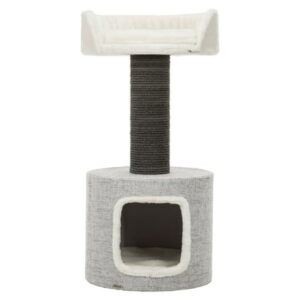 TRIXIE Fonda XXL Sisal & Plush 2-Level 39″ Cat Tree with Scratching Post & Condo, Gray