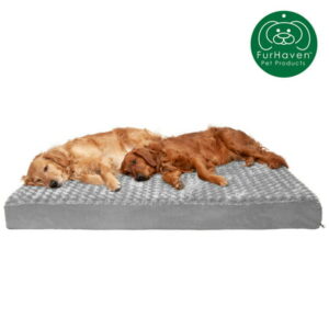 FurHaven | Deluxe Memory Foam Ultra Plush Mattress Pet Bed for Dogs & Cats, Gray, Jumbo Plus