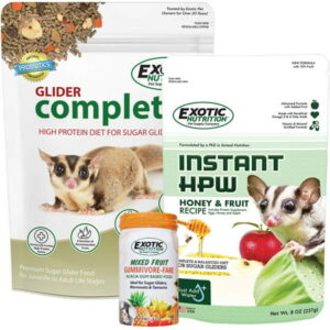 Sugar Glider Complete Deluxe Food Starter Package – Nutritionally Complete Pellet Diet & High Protein Supplemental Food For Sugar Gliders… (3 Piece Set)