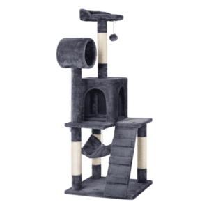 SmileMart 51″ Cat Tree with Hammock and Scratching Post Tower, Dark Gray