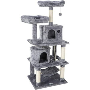 ZENY 57-in Cat Tree & Condo Scratching Post Tower Kitten Activity Play House Gray