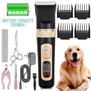 LED Display Professional Dog Grooming Kit, GIUGT Dog Grooming Clippers for Thick Fur Nail with Low Noise Rechargeable Cordless Electric Quiet Pet Hair Clippers Set Grooming Kits for Dogs Cats Pets