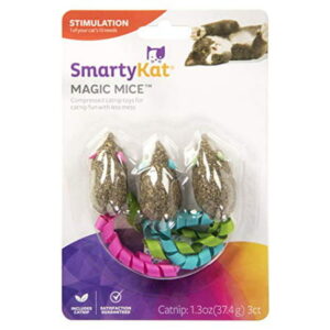 SmartyKat, Magic Mice, Cat Toys, Compressed Catnip Toys, Pure, Potent, Mess-Free, With Ribbons, Set of 3