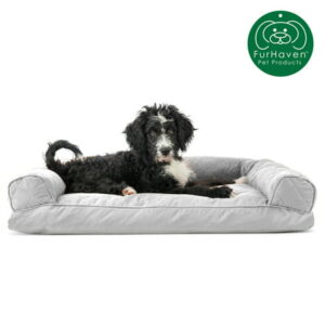 FurHaven Pet Products | Quilted Pillow Sofa Pet Bed for Dogs & Cats, Silver Gray, Large